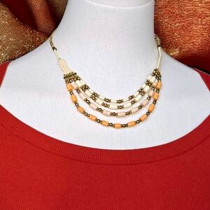 🆕 Boho Layered Multi Strand Necklace Handcrafted Antique Gold Beaded Statement